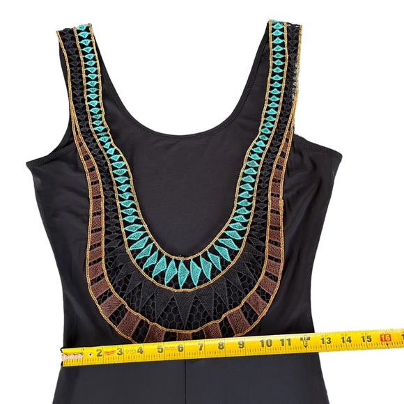 SYMPHONY Open Back Goddess Formal Black Maxi Dress With Gorgeous Crochet Detail - Picture 6 of 10